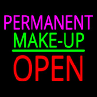 Permanent Make Up Block Open Green Line Neon Sign
