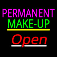 Permanent Make Up Open Yellow Line Neon Sign