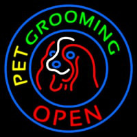 Pet Grooming Open Block Neon Sign