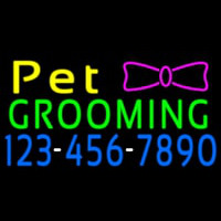 Pet Grooming With Phone Number Neon Sign