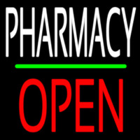 Pharmacy Block Open Green Line Neon Sign