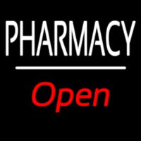 Pharmacy Open White Line Neon Sign
