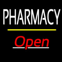 Pharmacy Open Yellow Line Neon Sign