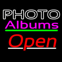 Photo Albums With Open 3 Neon Sign