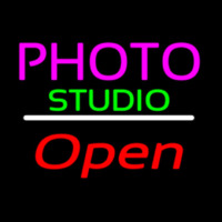 Photo Studio Open White Line Neon Sign