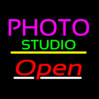 Photo Studio Open Yellow Line Neon Sign
