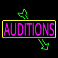 Pink Auditions Green Arrow Neon Sign
