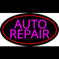 Pink Auto Repair Red Oval Neon Sign