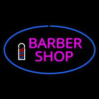 Pink Barber Shop Oval Logo Neon Sign