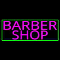 Pink Barber Shop With Green Border Neon Sign