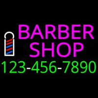 Pink Barber Shop With Phone Number Neon Sign