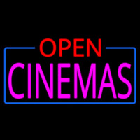 Pink Cinemas Open Neon Sign