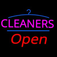 Pink Cleaners Logo Open Neon Sign