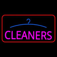 Pink Cleaners Logo Red Border Neon Sign