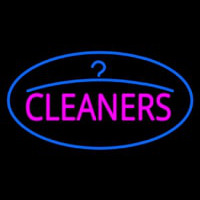 Pink Cleaners Oval Blue Logo Neon Sign
