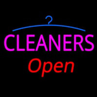 Pink Cleaners Red Open Logo Neon Sign