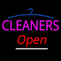 Pink Cleaners Slant Open Logo Neon Sign