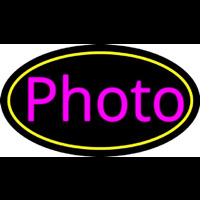 Pink Cursive Photo With Oval Neon Sign