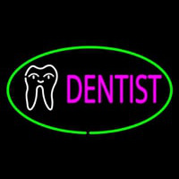 Pink Dentist Oval Green Neon Sign