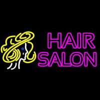 Pink Double Stroke Hair Salon With Girl Logo Neon Sign