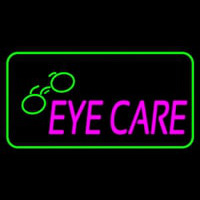 Pink Eye Care Logo Green Border Neon Sign