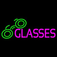 Pink Glasses Green Logo Neon Sign