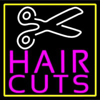 Pink Hair Cut With Scissor Neon Sign