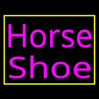 Pink Horse Shoe With Border Neon Sign