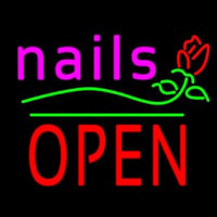 Pink Nails Block Open Green Line Flower Logo Neon Sign