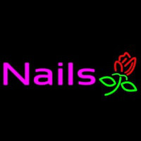 Pink Nails With Flower Logo Neon Sign