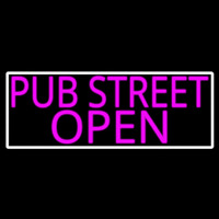 Pink Pub Street Open With White Border Neon Sign