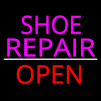 Pink Shoe Repair Open With Line Neon Sign