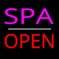 Pink Spa White Line Red Open Neon Sign