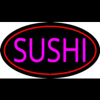 Pink Sushi Oval Red Neon Sign