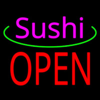 Pink Sushi Red Open Neon Sign