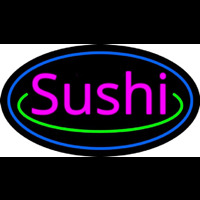 Pink Sushi With Blue Border Neon Sign