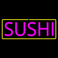 Pink Sushi With Yellow Border Neon Sign