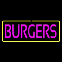 Pinl Burgers With Yellow Border Neon Sign