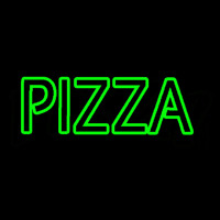 Pizza In Green Dbl Stroke Neon Sign