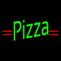 Pizza In Neon Green With Red Lines Neon Sign