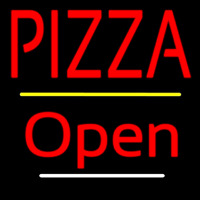 Pizza Script2 Open Yellow Line Neon Sign