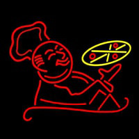 Pizza With Man Logo Neon Sign