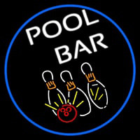Pool Bar Oval With Blue Border Neon Sign