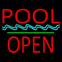 Pool Block Open Green Line Neon Sign