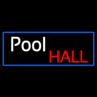 Pool Hall With Blue Border Neon Sign