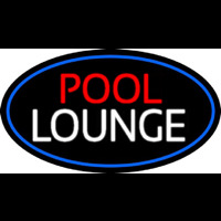Pool Lounge Oval With Blue Border Neon Sign