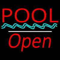 Pool Open White Line Neon Sign