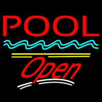 Pool Open Yellow Line Neon Sign
