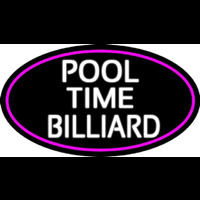 Pool Time Billiard Oval With Pink Border Neon Sign