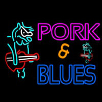 Pork And Blues Animal Guitar Logo Neon Sign